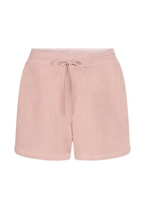 Roze fleece shorts met een elastische tailleband, een trekkoordsluiting en een zachte, gestructureerde oppervlakte. Middelste hoogte met een comfortabele pasvorm.