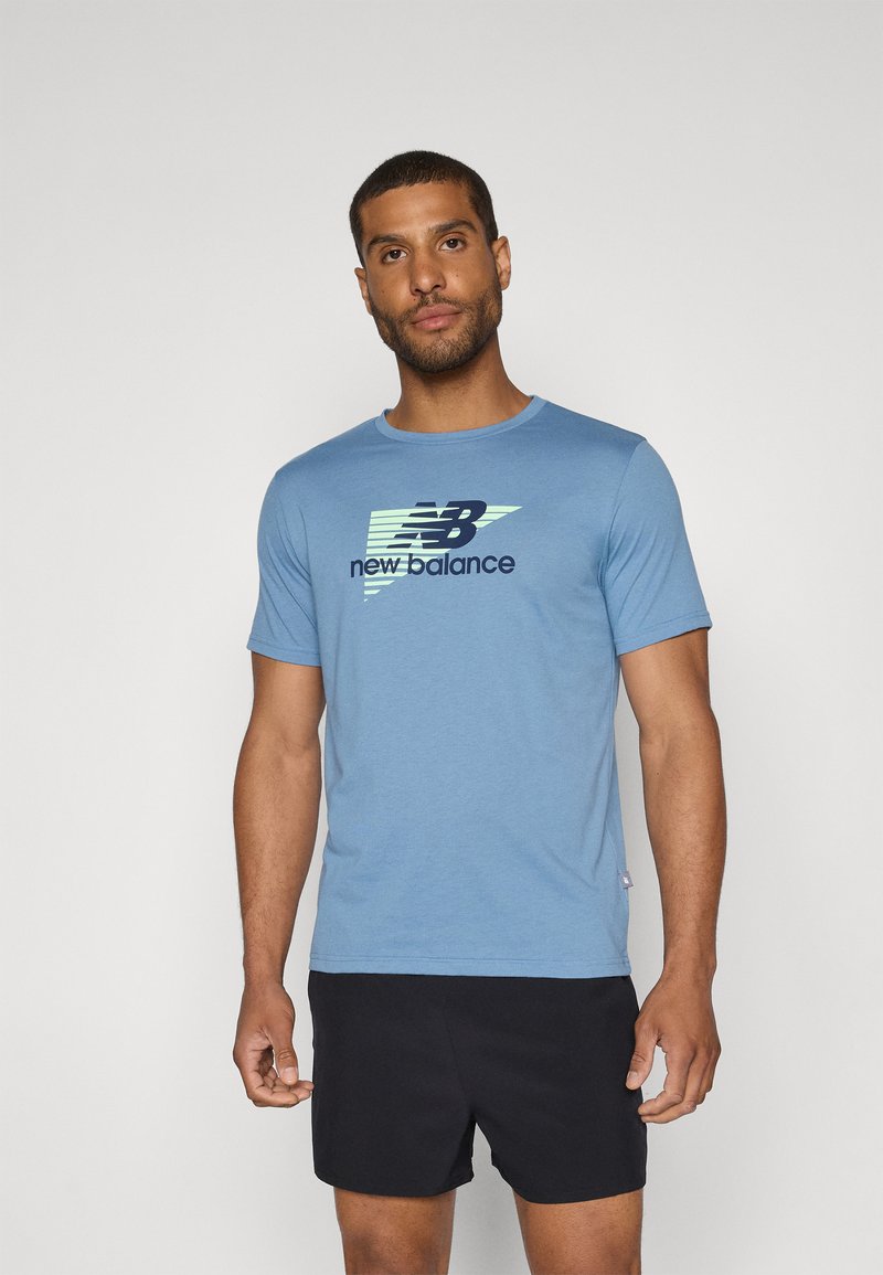 New Balance HEATHERTECH GRAPHIC  - Sportiniai marškinėliai trumpomis rankovėmis - blue