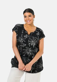 Ulla Popken - PALM TREE  SLEEVE  - Print T-shirt - black Thumbnail Image 1