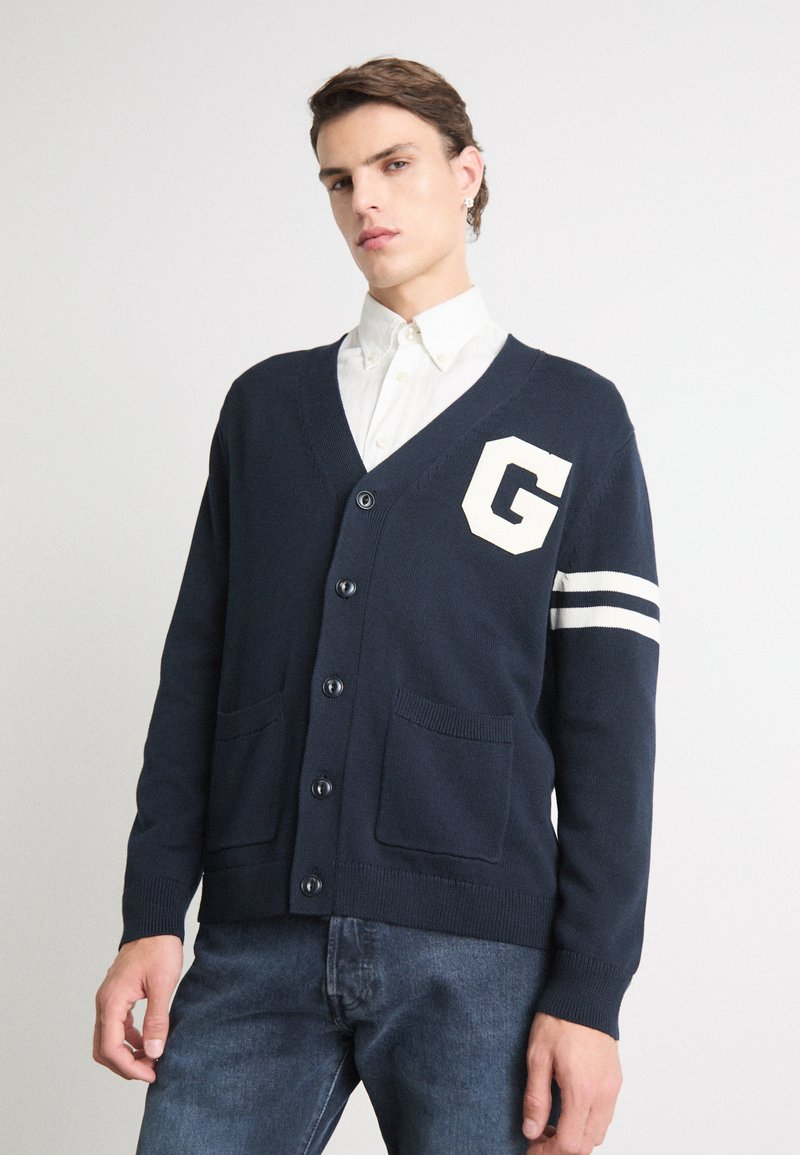 GANT VARSITY CARDIGAN - Cardigan - evening blue