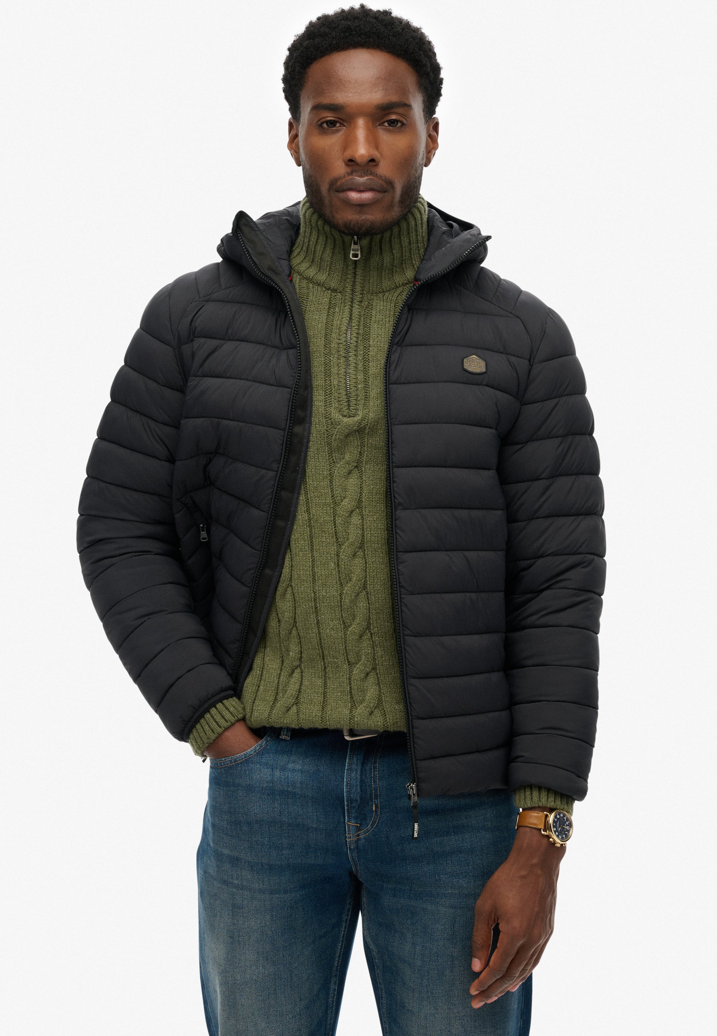 Superdry 2 In 1 Wool Town Coat - Cappotto Lungo Uomo In Lana, Nero, Taglia S