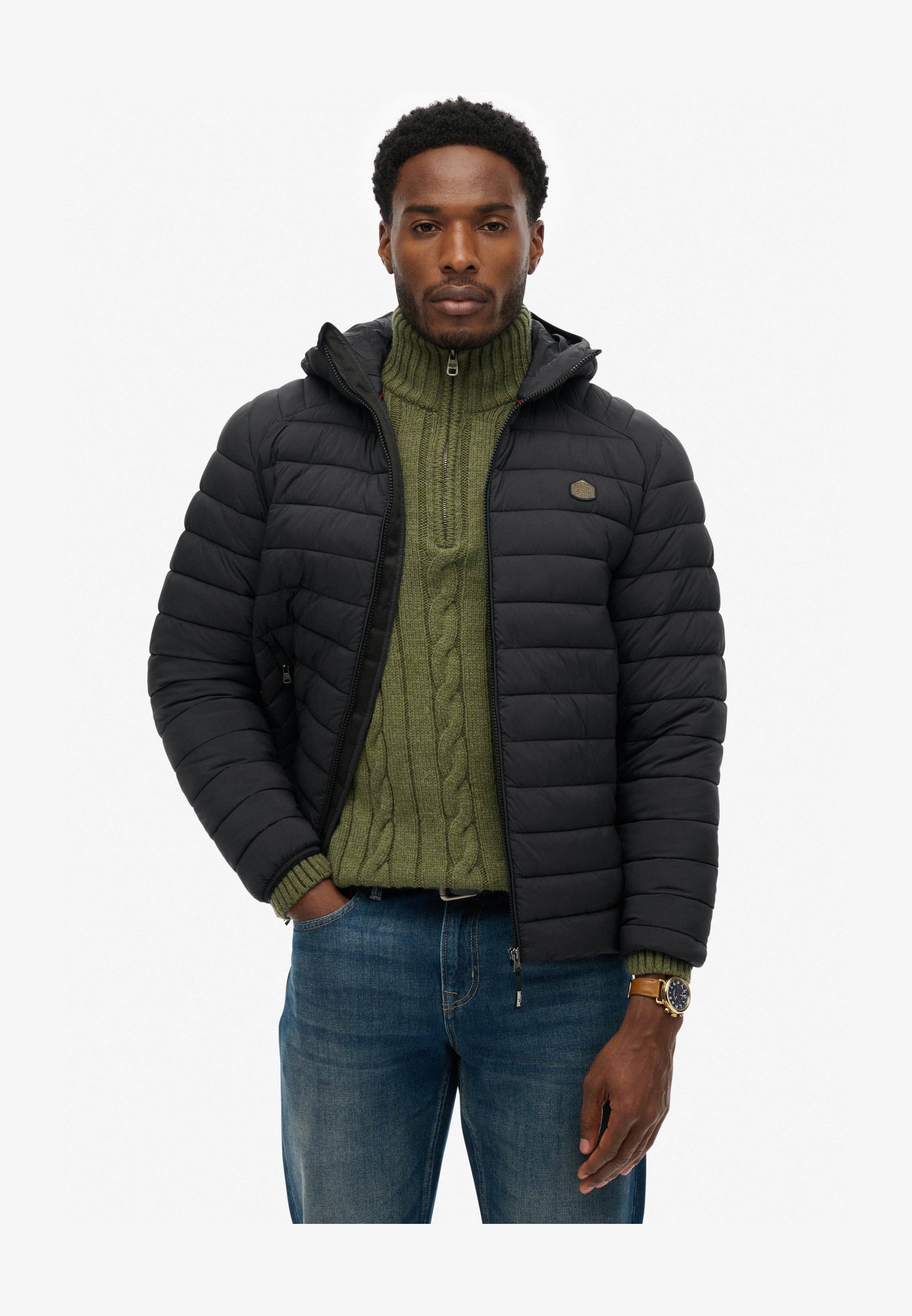 Superdry 2 In 1 Wool Town Coat - Cappotto Lungo Uomo In Lana, Nero, Taglia S