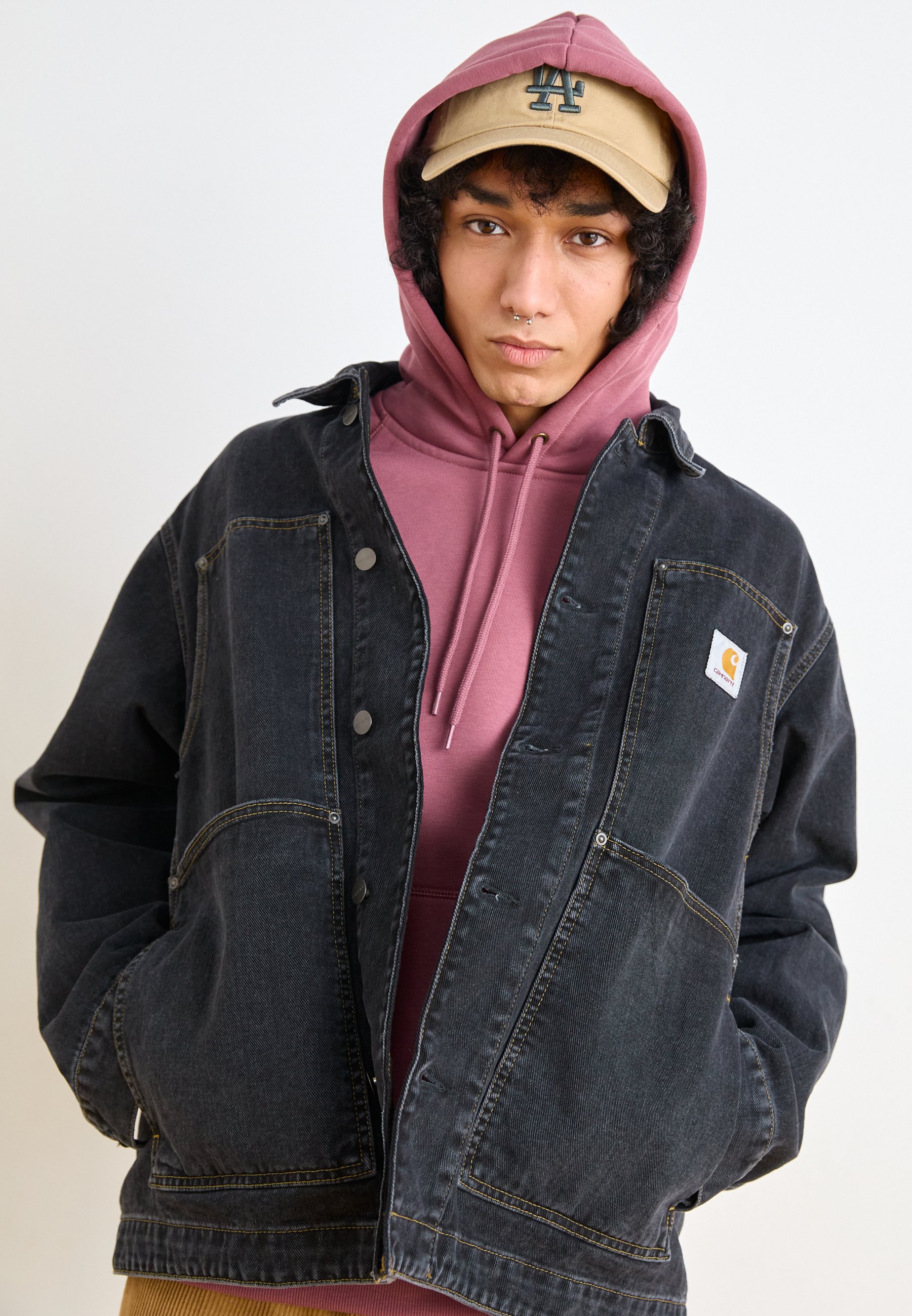 Carhartt WIP DOUBLE FRONT JACKET - Denim jacket - black stone