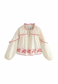 REGULAR FIT - EMBRIODERED LONG SLEEVE - Blouse - cream red