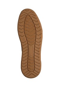 Suola di scarpa con battistrada in gomma marrone, modelli a zigzag e onde, taglia 42 contrassegnata, e il nome del marchio "Tamaris" impresso al centro.