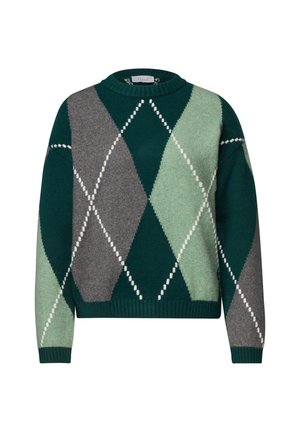 Street One Studio, PULLOVER MIT RUNDHALS UND ARGYLE-MUSTER - Striktrøje - mossed green