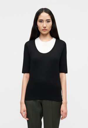 WIDE NECK SHORT SLEEVE - Βασικό μπλουζάκι - black