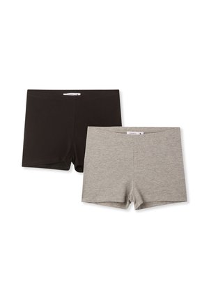 Due coppie di boxer: una nera e una grigia. Entrambi presentano un materiale morbido e elastico e un design semplice con lunghezza fino a metà coscia.