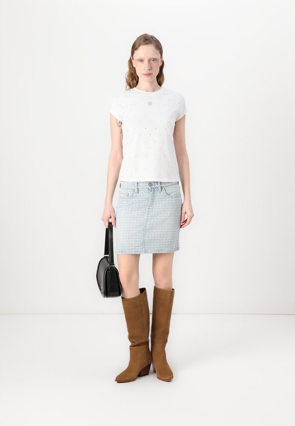 RHINESTONES CREW NECK CAP SLEEVE FITTED TEE - Print T-shirt4