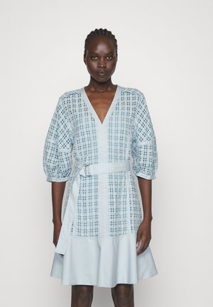 3.1 Phillip Lim TAFFETA CHECK PUFF - Kasdienė suknelė - sky blue