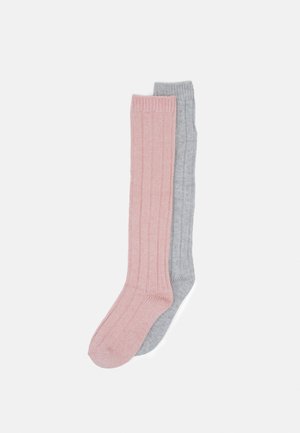 2 PACK - Knee high socks - pink/light grey melange