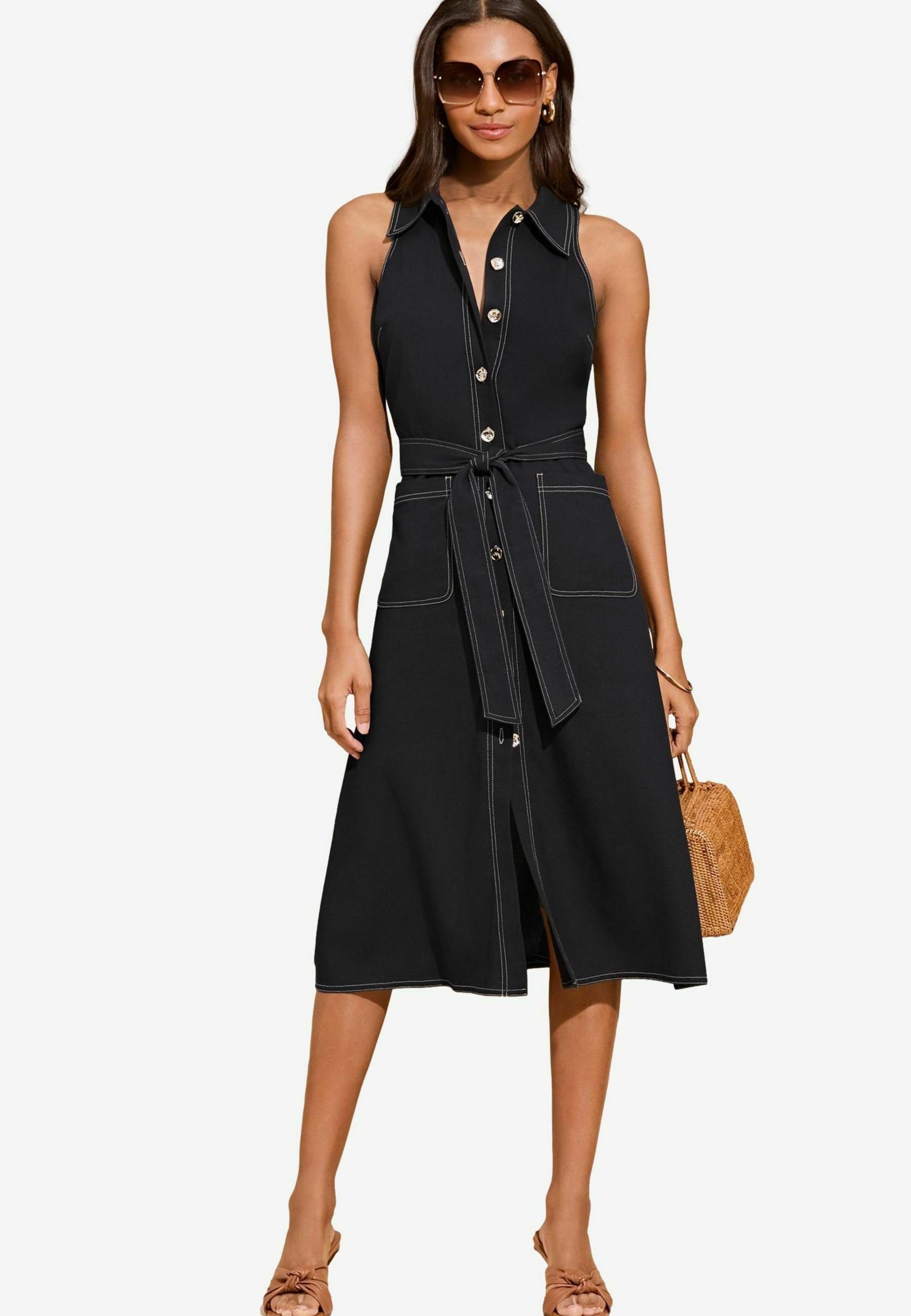 Lipsy BELTED SLEEVELESS REGULAR. - Shirt dress - denim look/blue 