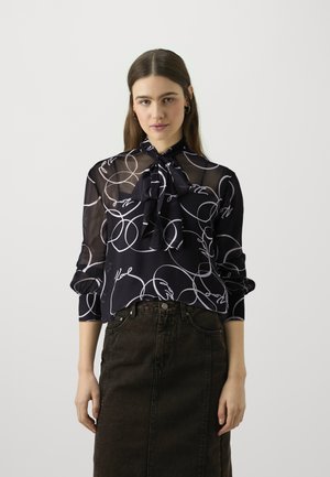 KARL LAGERFELD PRINTED BOW BLOUSE - Blouse - black/white