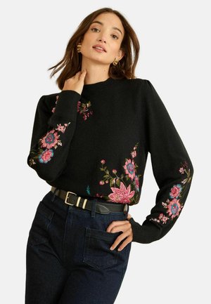 PETITE FIT - EMBROIDERED  - Strickpullover - black floral embroidered