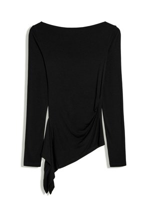 Bershka, ASYMMETRIC GATHERED LONG SLEEVE - T-SHIRT - Maglietta a manica lunga - black