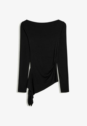Bershka, ASYMMETRIC GATHERED LONG SLEEVE - T-SHIRT - Maglietta a manica lunga - black