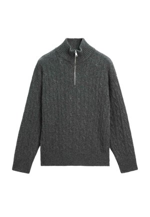 HIGH NECK WITH ZIP - Maglione - grey