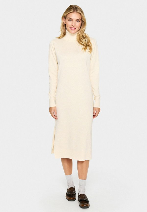 MILA ROLL NECK - Strickkleid - baby s breath melange