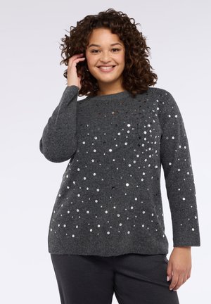 GIROCOLLO CON PAILLETTES ALL OVER - Maglione - grigio