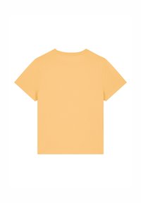 Korte mouwen t-shirt in lichtgeel, gemaakt van zachte stof, met een klassieke ronde halslijn en een eenvoudig ontwerp zonder patronen.