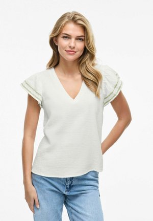 MIT KURZEN ÄRMELN VITOVAN V-AUSSCHNITT - Bluza - birch
