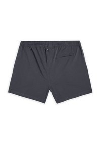 Harmaat ruudulliset uimaportsarit, joissa on joustava vyötärönauha, selkäpuolella yksi takatasku ja teksturoitu kangas.