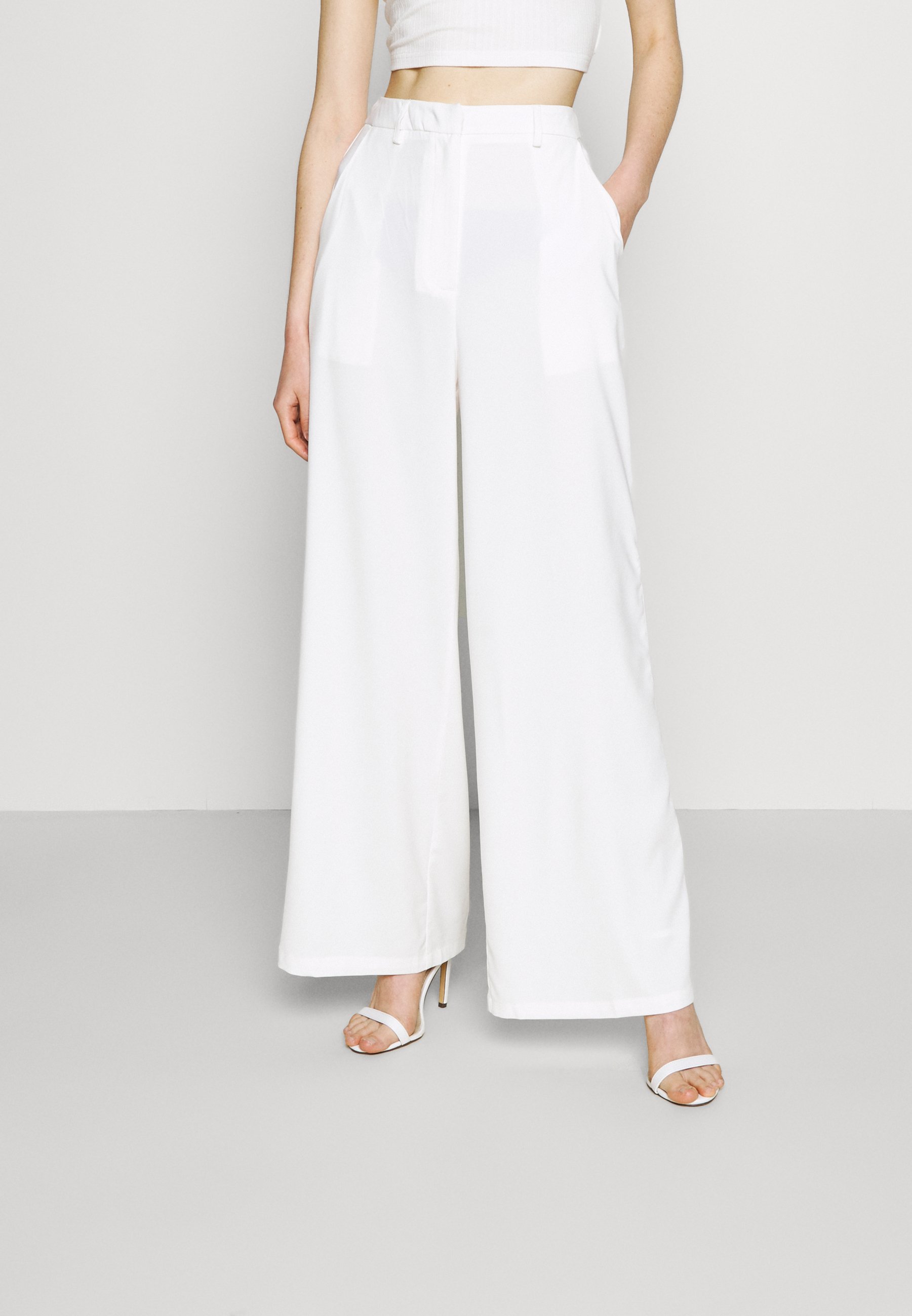 white wide leg trousers