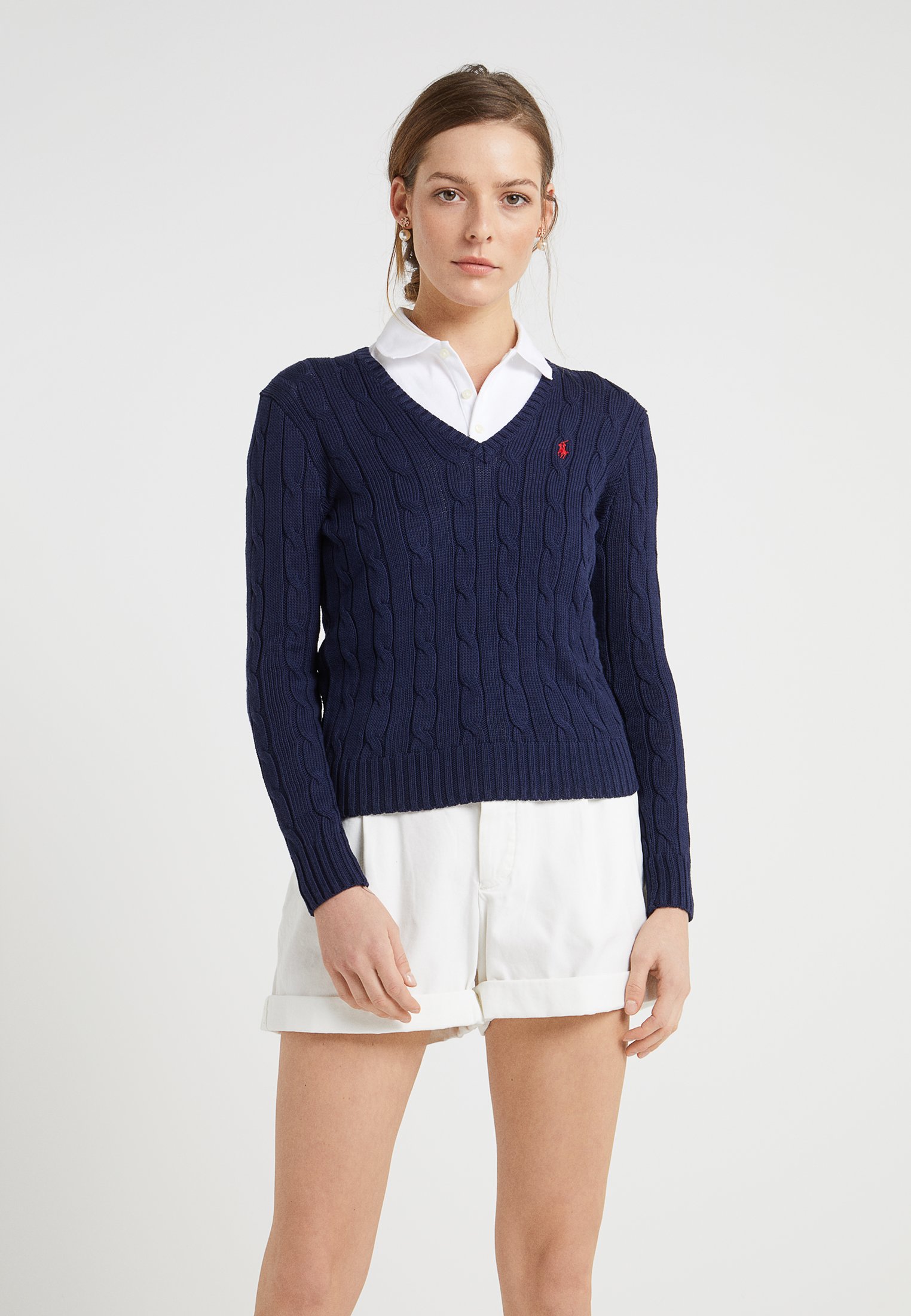 Polo Ralph Lauren CABLE V-NECK - hunter navy/mørkeblå Zalando.dk