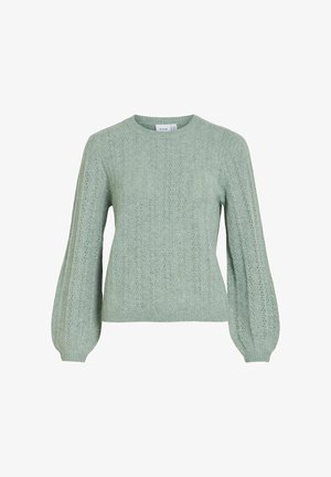 VILA, VILIGA POINTELLE L/S O-NECK TOP -NOOS - Pullover - green milieu