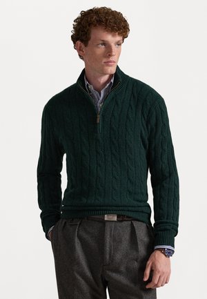 Polo Ralph Lauren CABLE-KNIT CASHMERE QUARTER-ZIP JUMPER - Džemper - moss agate