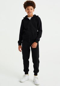 WE Fashion MET CAPUCHON - Cipzáras pulóver - black