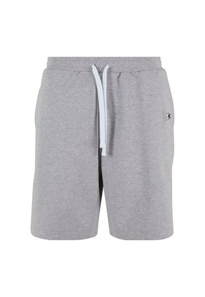 Shorts en mélange de coton gris avec une taille à cordon de serrage et un petit logo. Présente des poches latérales et une coupe ample pour le confort.