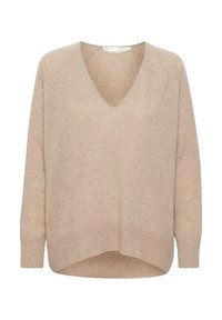 LUKKA V-NECK PREMIUM - Jumper - beige melange