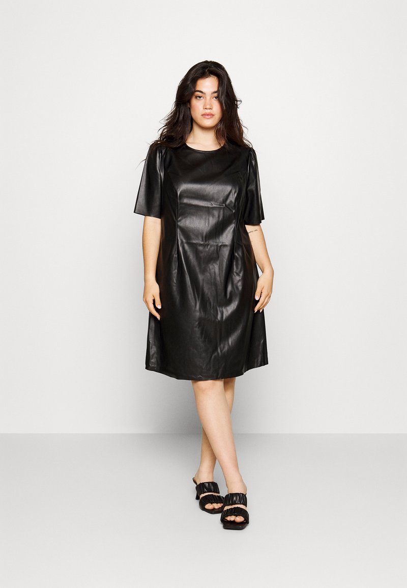 Noisy May NMMAIDEN DRESS CURVE - Vestito di maglina - black/nero