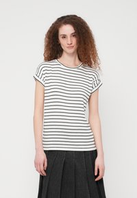 Vero Moda VMBRIANNA O NECK PULLOVER - T-shirt imprimé - snow white/black