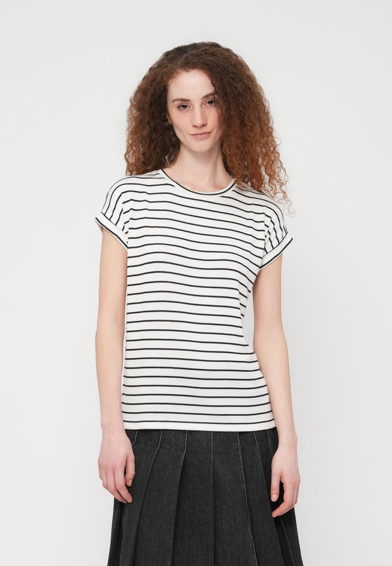 Vero Moda VMBRIANNA O NECK PULLOVER - T-shirt imprimé - snow white/black