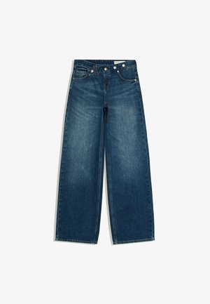 Bershka, LOW-RISE WITH CROSSOVER WAIST - JEANS - Jean boyfriend - dark blue