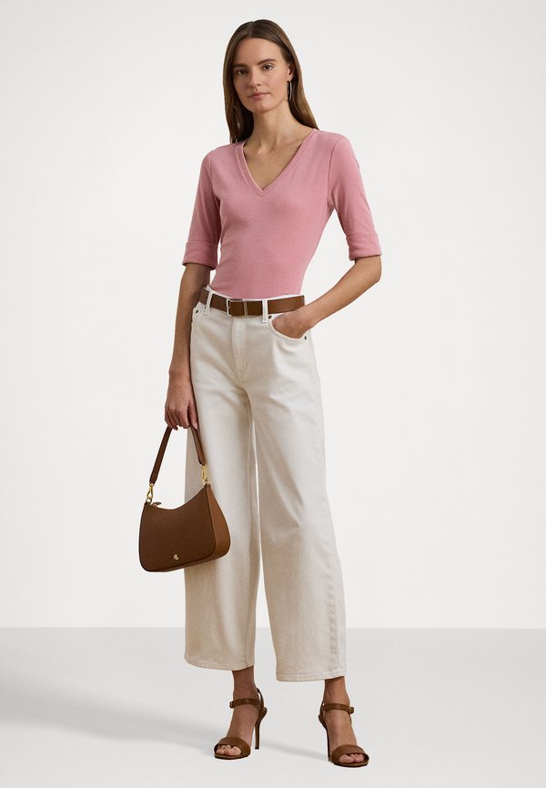 STRETCH COTTON ELBOW SLEEVE V NECK TEE - Basic T-shirt - rose mauve4