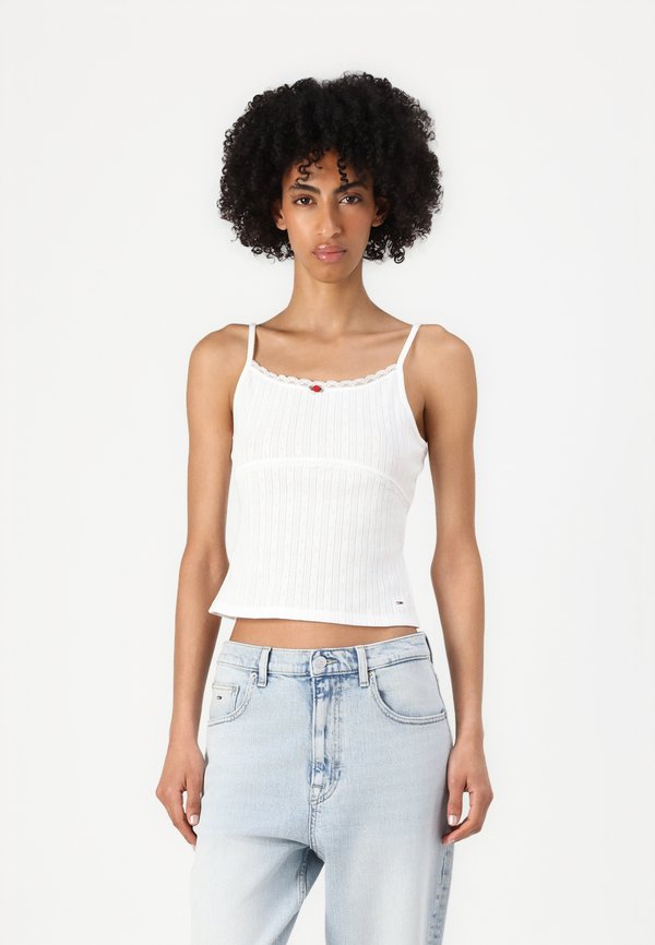 SLIM POINTELLE STRAP - Top - ecru