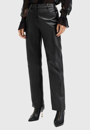 SAIGE LEA  - Leather trousers - black