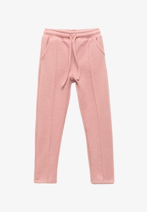 Lyserøde sweatpants lavet af blødt stof, med en elastisk talje og snoretræk, to sidelommer og paneldetaljer.