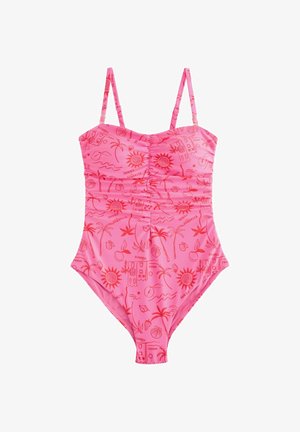 TUMMY CONTROL RUCHED BANDEAU TALL - Kupaći kostim - pink/red
