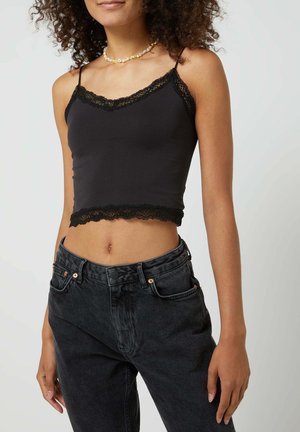 MIT SPITZENBESATZ MODELL 'VICKY' - NAHTLOS - Top - schwarz