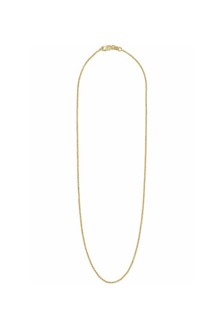 Collier en chaîne plaqué or avec un design délicat de maillons torsadés, terminé par un fermoir à mousqueton. Longueur adaptée pour le superposition.