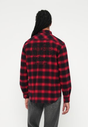 CHECKED EMBROIDERY MOTO  - Camicia - black/red