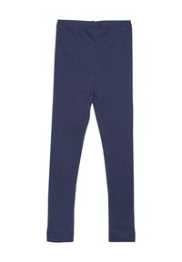 Leggings bleu marine en tissu doux et extensible avec une texture côtelée, dotés d'une coupe ajustée et d'une taille élastique.
