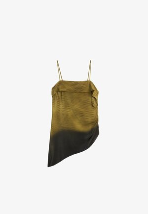Massimo Dutti, ASYMMETRIC STRAPPY TOP WITH DRAPED DETAIL - Top - khaki