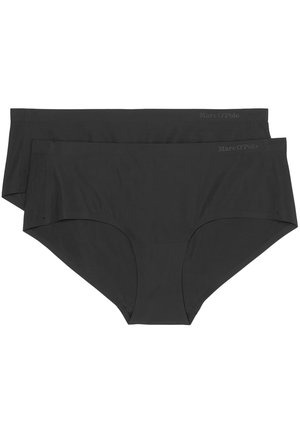 Zwarte katoenmix slipjes met een gladde textuur, mid-rise ontwerp en minimale merknaam op de tailleband. Twee stuks inbegrepen.