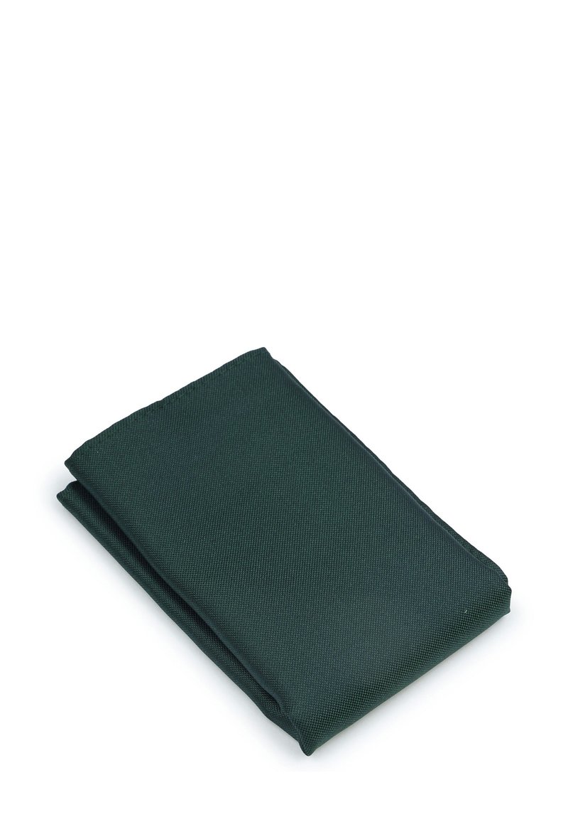 Donkergroen gevouwen stof, gestructureerd oppervlak, rechthoekige vorm, schone randen, zonder zichtbare patronen of hardwaredetails.