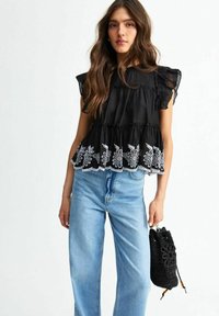 New Look - FLORAL EMBROIDERED FRILLY - Blouse - black pattern Thumbnail Image 1